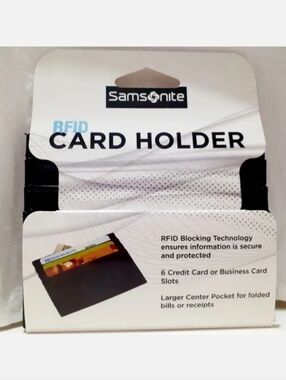 NEW Samsonite Black RFID 6 Card Slots Holder (Travel Minimalist Wallet), Unisex